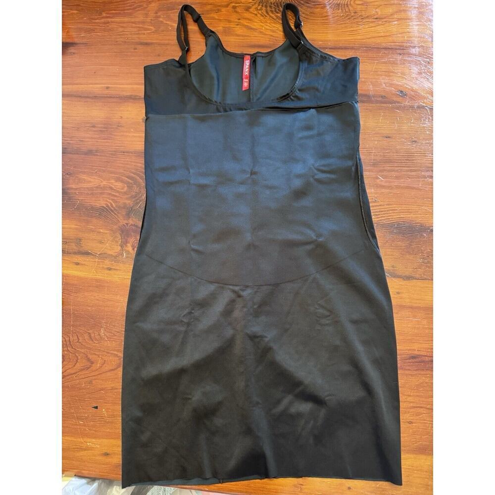 NEW SPANX SLIMPLICITY SLIMMING 990 OPEN BUST W/PANTY FULL SLIP Blk Size Large
